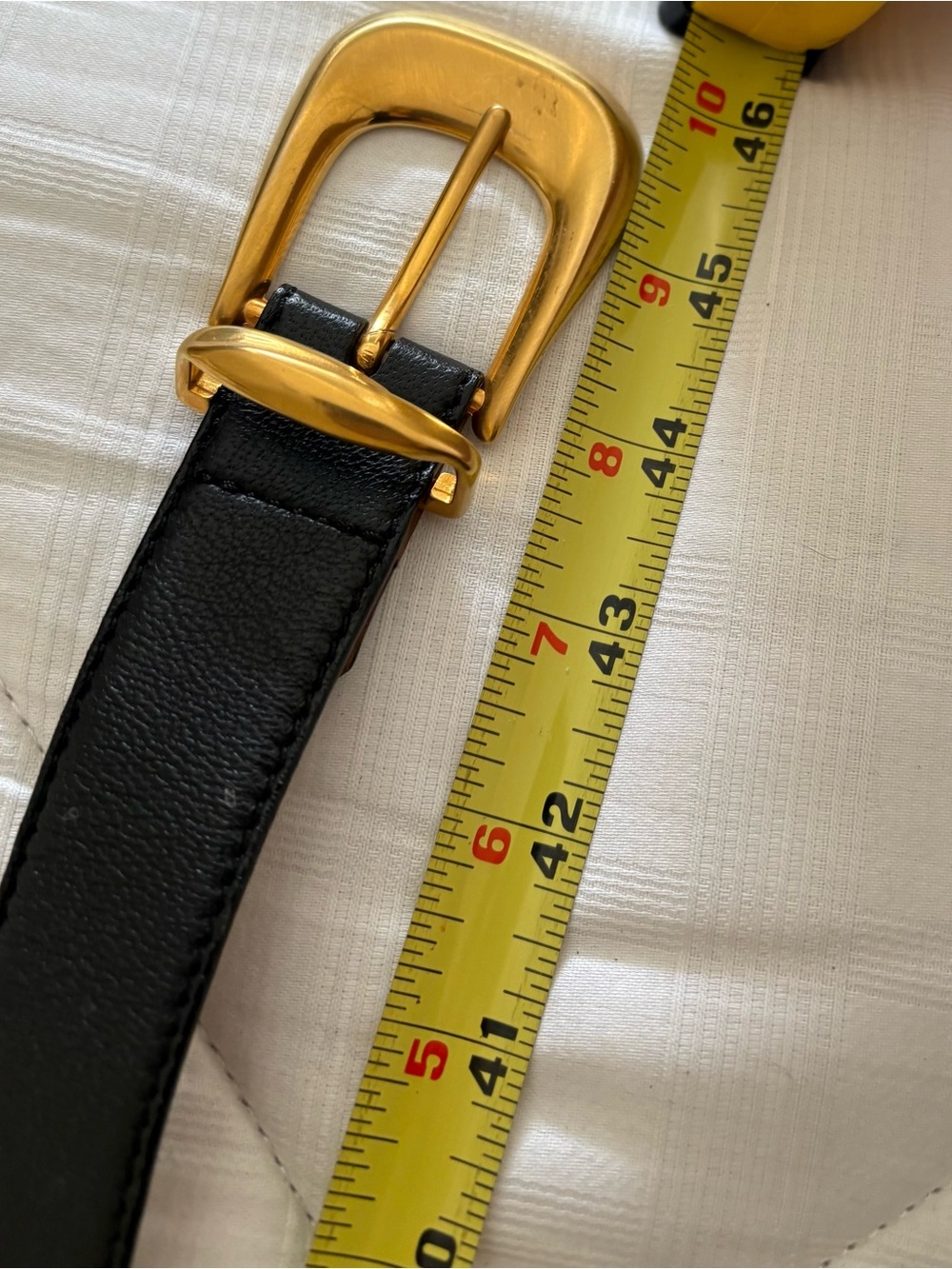 Donna Karan Black Leather Belt with Gold Buckle - Picture 8 of 10